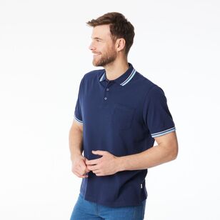 JC Lanyon Men's Douglas Short Sleeve Solid Coloured Polo Shirt Navy