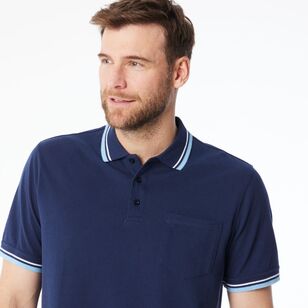 JC Lanyon Men's Douglas Short Sleeve Solid Coloured Polo Shirt Navy