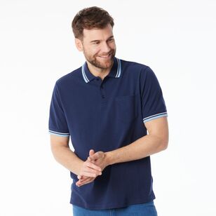 JC Lanyon Men's Douglas Short Sleeve Solid Coloured Polo Shirt Navy