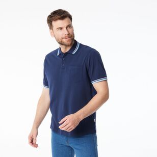 JC Lanyon Men's Douglas Short Sleeve Solid Coloured Polo Shirt Navy