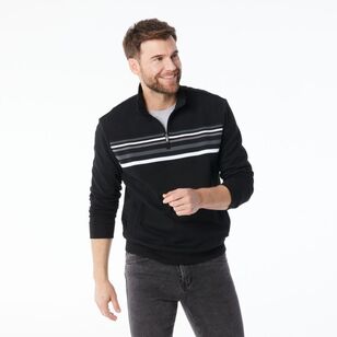 JC Lanyon Men's Carlton Jacquard Panel 1/2 Zip Black & Charcoal