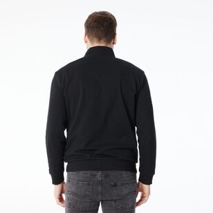 JC Lanyon Men's Carlton Jacquard Panel 1/2 Zip Black & Charcoal