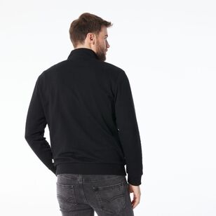 JC Lanyon Men's Carlton Jacquard Panel 1/2 Zip Black & Charcoal