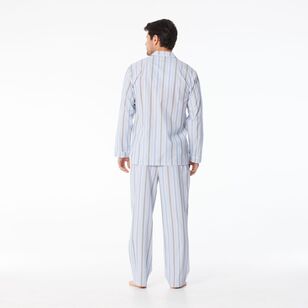 Nic Morris Men's Cotton Poplin Long PJ Set Blue Stripe