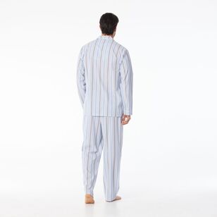 Nic Morris Men's Cotton Poplin Long PJ Set Blue Stripe