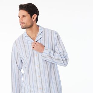 Nic Morris Men's Cotton Poplin Long PJ Set Blue Stripe