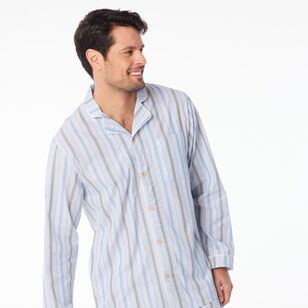 Nic Morris Men's Cotton Poplin Long PJ Set Blue Stripe