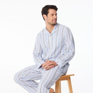 Nic Morris Men's Cotton Poplin Long PJ Set Blue Stripe