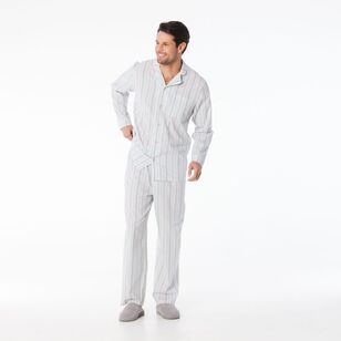 Nic Morris Men's Cotton Poplin Long PJ Set Green Stripe