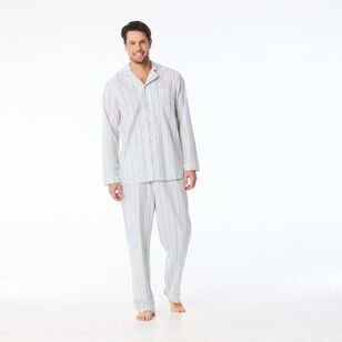 Nic Morris Men's Cotton Poplin Long PJ Set Green Stripe