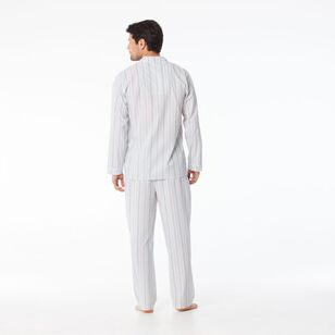 Nic Morris Men's Cotton Poplin Long PJ Set Green Stripe