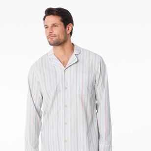 Nic Morris Men's Cotton Poplin Long PJ Set Green Stripe