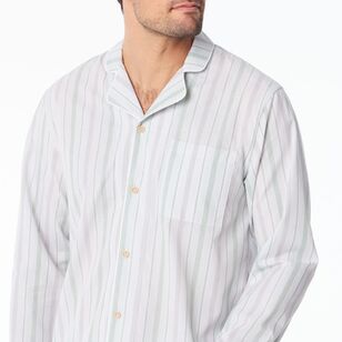 Nic Morris Men's Cotton Poplin Long PJ Set Green Stripe