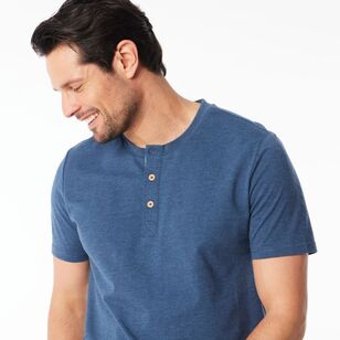 Nic Morris Men's Cotton Placket Sleep Tee Denim Blue