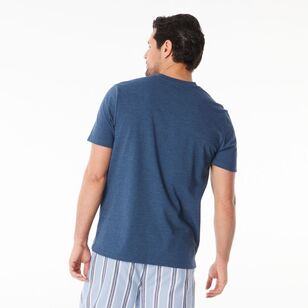 Nic Morris Men's Cotton Placket Sleep Tee Denim Blue