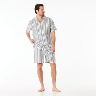 Nic Morris Men's Cotton Poplin Short PJ Set Stripes Green Stripe