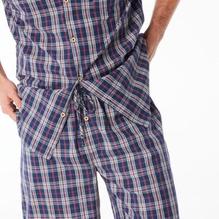 Nic Morris Men's Cotton Poplin Short PJ Set Checkered Blue Check