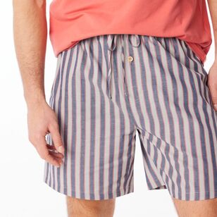 Nic Morris Men's Cotton Tee & Short Stripe PJ Set Red Stripe