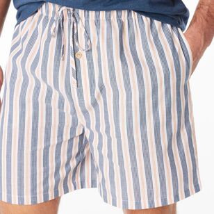 Nic Morris Men's Woven Cotton Stripe Sleep Shorts Stripe