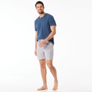 Nic Morris Men's Woven Cotton Stripe Sleep Shorts Stripe