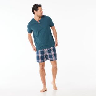 Nic Morris Men's Woven Cotton Check Sleep Shorts Check