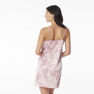 Sash & Rose Women's Satin Chemise Pink Floral