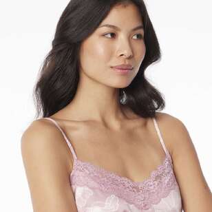 Sash & Rose Women's Satin Chemise Pink Floral