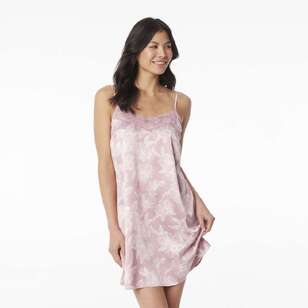 Sash & Rose Women's Satin Chemise Pink Floral