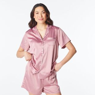 Sash & Rose Women's Satin Short Pyjama Set Pink