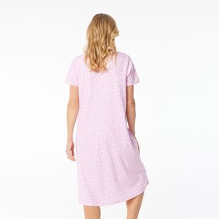 Sash & Rose Women's Short Sleeve Polyester Cotton Knit Nightie Pink