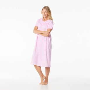 Sash & Rose Women's Short Sleeve Polyester Cotton Knit Nightie Pink