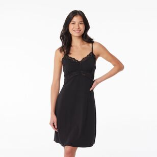 Sash & Rose Women's Lace Knit Chemise Black