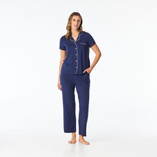 Sash & Rose Women's Bamboo Long PJ Set Navy