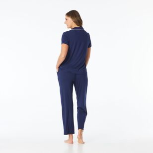 Sash & Rose Women's Bamboo Long PJ Set Navy