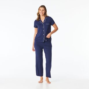 Sash & Rose Women's Bamboo Long PJ Set Navy