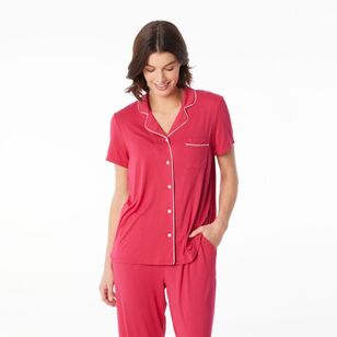 Sash & Rose Women's Bamboo Long PJ Set Red