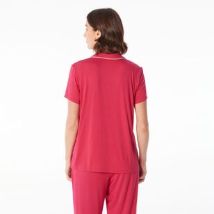 Sash & Rose Women's Bamboo Long PJ Set Red