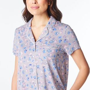 Sash & Rose Women's Bamboo Long Print PJ Set Blue Print