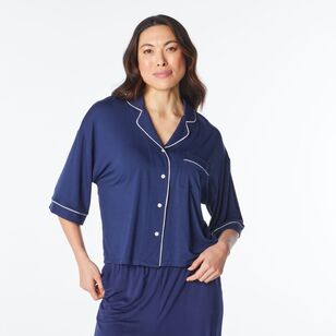 Sash & Rose Women's Bamboo Loose Fit Pyjama Set Navy