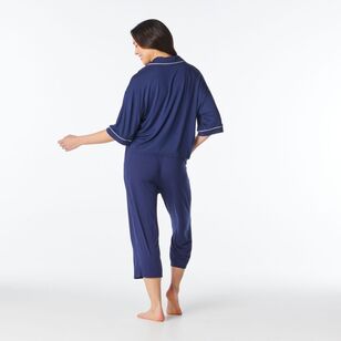 Sash & Rose Women's Bamboo Loose Fit Pyjama Set Navy