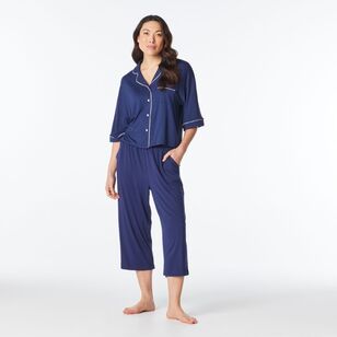 Sash & Rose Women's Bamboo Loose Fit Pyjama Set Navy