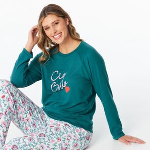 Sash & Rose Women's Supersoft Ciao Bella Long Sleeve Top Green