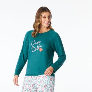 Sash & Rose Women's Supersoft Ciao Bella Long Sleeve Top Green