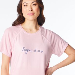 Sash & Rose Women's Supersoft Short Sleeve Top Pink