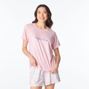 Sash & Rose Women's Supersoft Short Sleeve Top Pink