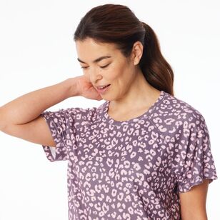 Sash & Rose Women's Print Supersoft Short Sleeve Top Animal