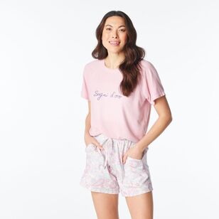 Sash & Rose Women's Supersoft Short Pink Print