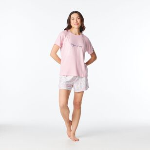 Sash & Rose Women's Supersoft Short Pink Print