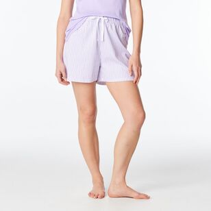 Sash & Rose Women's Cotton Interlock Shorts Lavender