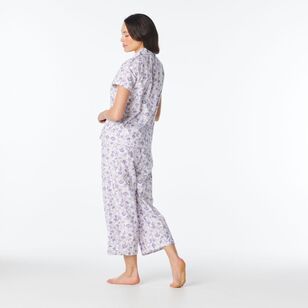 Sash & Rose Women's Print Cotton Poplin Pyjama Set Blue Print